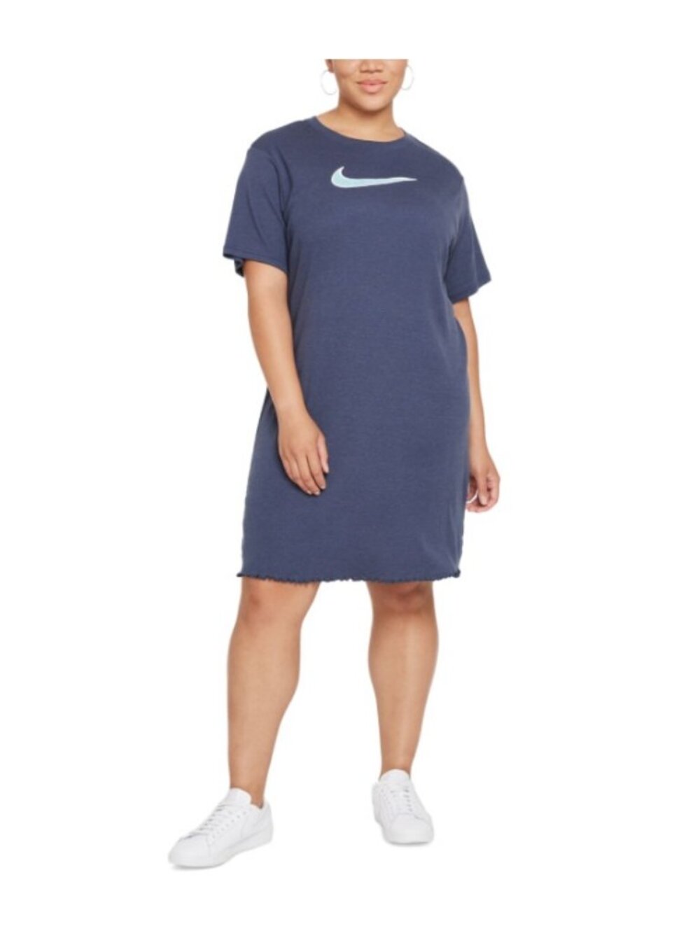 NWT Nike Shift Dress Womens  Size 1X Blue Knee Length Swoosh Short Sleeve